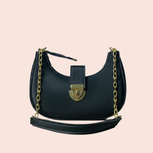Luna Chain Shoulder Bag – Black