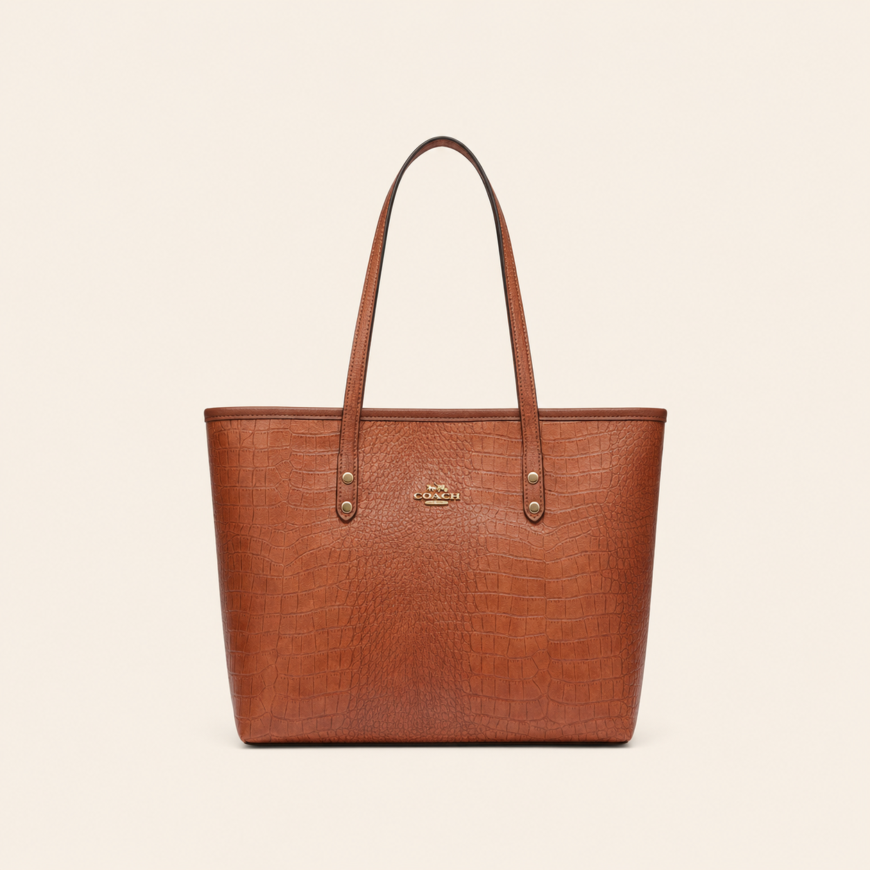 Classic Texture Tote Bag – Tan Brown