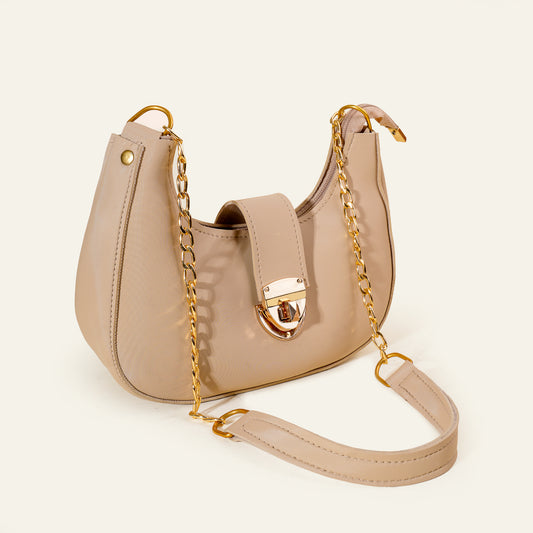 Luna Chain Shoulder Bag – Beige