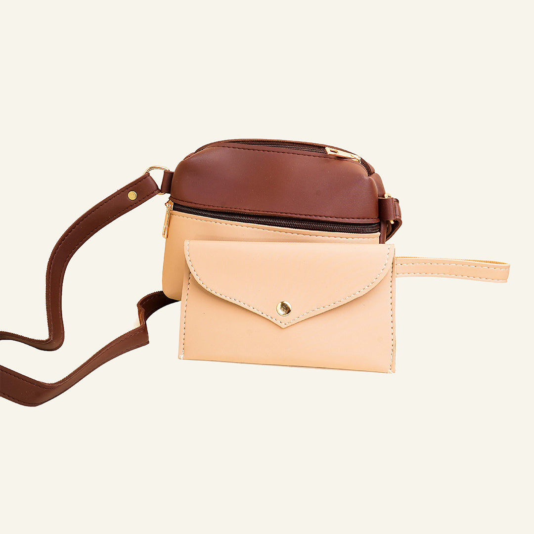 Elegant Duo Tote Bag Set – Coffee & Beige (3 Pcs)