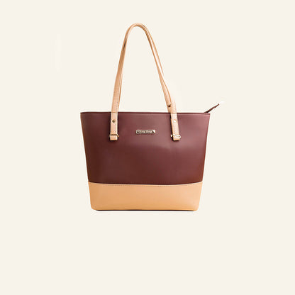 Elegant Duo Tote Bag Set – Coffee & Beige (3 Pcs)