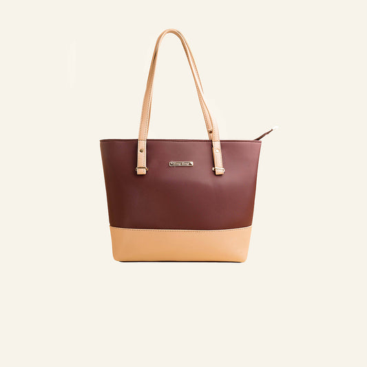 Elegant Duo Tote Bag Set – Coffee & Beige (3 Pcs)