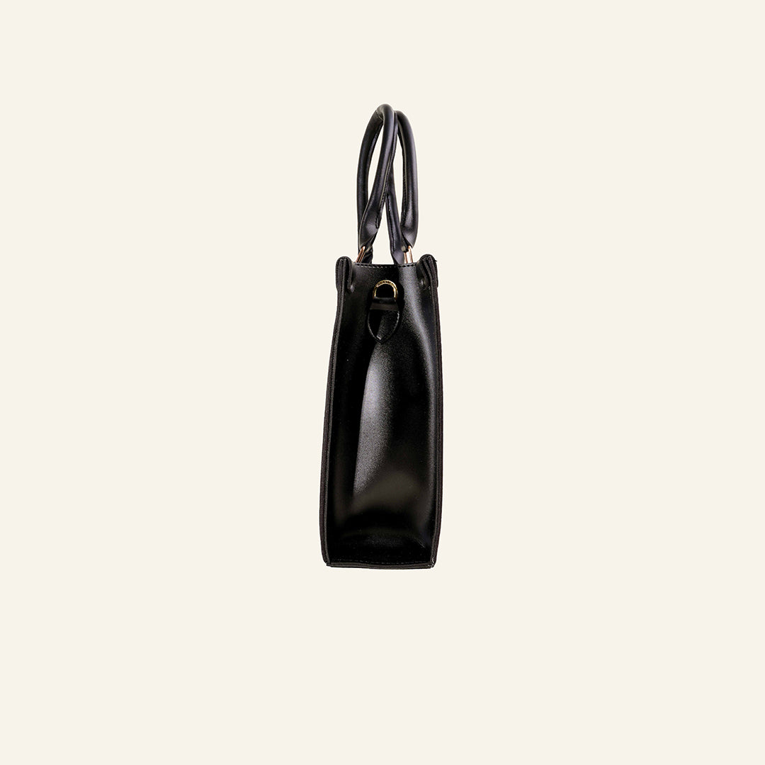Floral Grace Tote – Navy Blue