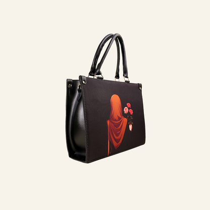 Floral Grace Tote – Navy Blue