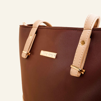 Elegant Duo Tote Bag Set – Coffee & Beige (3 Pcs)