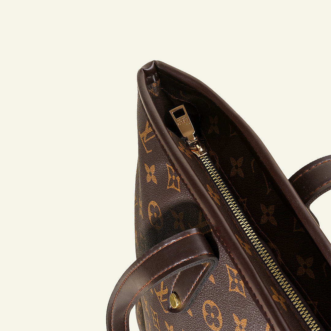 Heritage Pattern Tote Bag – Brown