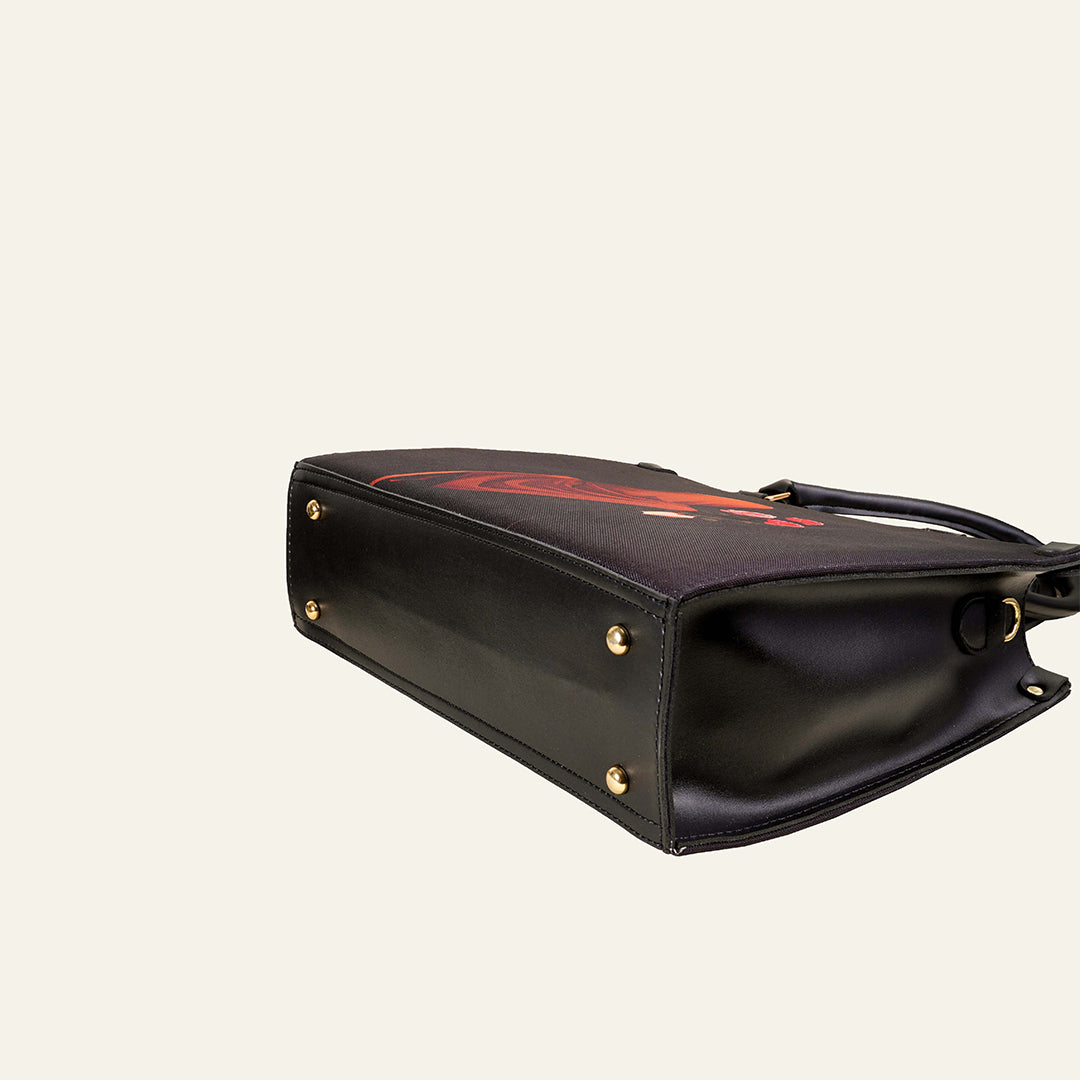 Floral Grace Tote – Navy Blue