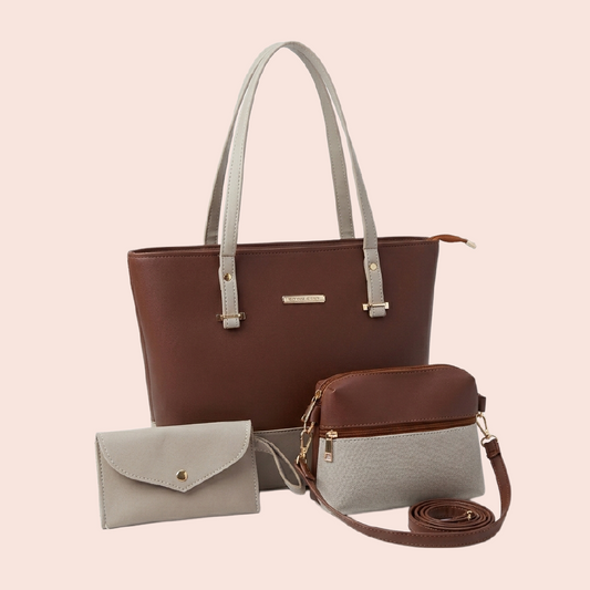 Classic Duo Bag 3 Pcs – Beige & Oatmeal