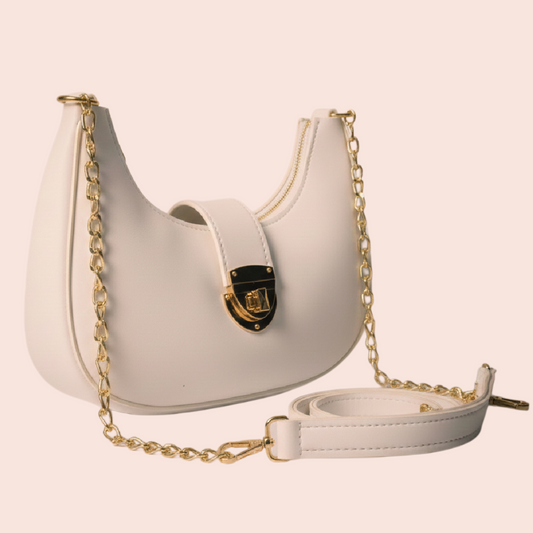 Aura Luxe Handbag – Classic White