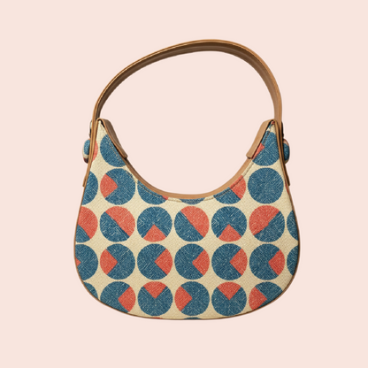 Vintage Circle Print Shoulder Bag – Cream