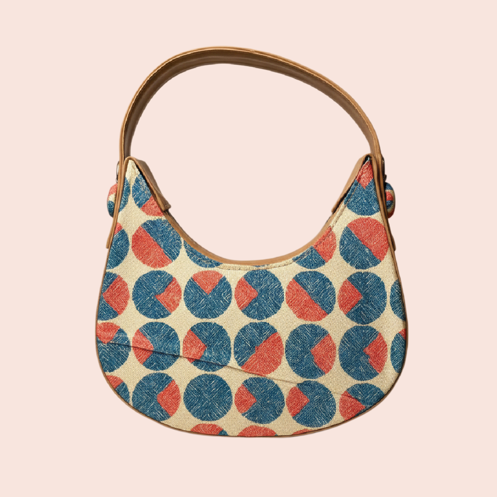 Vintage Circle Print Shoulder Bag – Cream