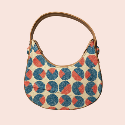 Vintage Circle Print Shoulder Bag – Cream