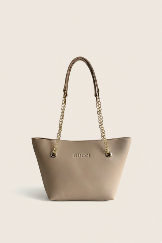  Beige Chain Tote Bag - Flat 20% OFF