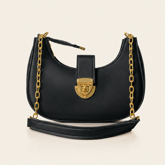 Luna Chain Shoulder Bag – Black