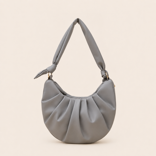Soft Pleated Shoulder Bag – Grey