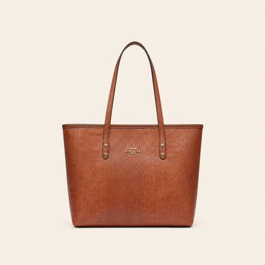 Classic Texture Tote Bag – Tan Brown