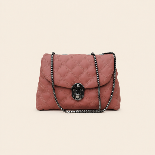 Classic Quilted Chain Bag – Dusty Rose