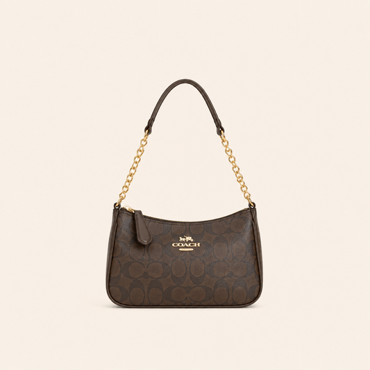 Classic Chain Shoulder Bag – Dark Brown
