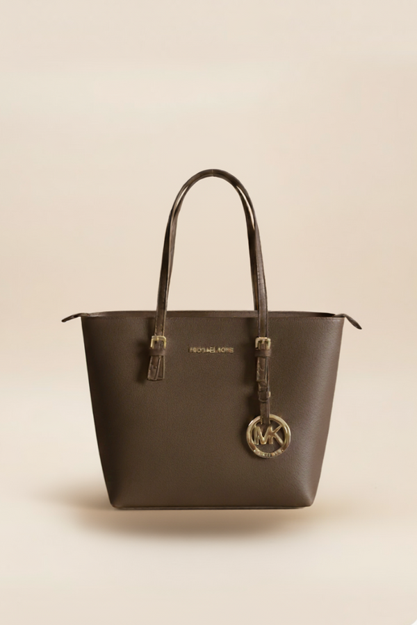 Elegant Chain-Accent Shoulder Tote in Smooth Vegan Leather