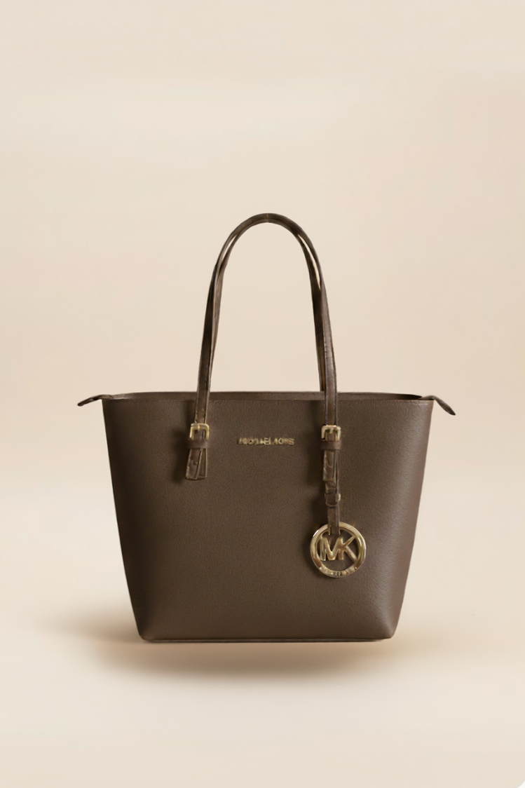 Elegant Chain-Accent Shoulder Tote in Smooth Vegan Leather