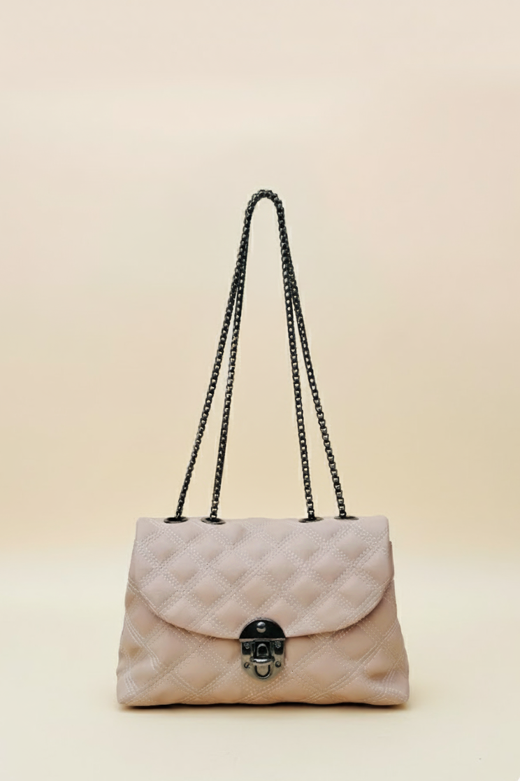 Chic Pleated Vegant Leather Crescent Shoulder Bag