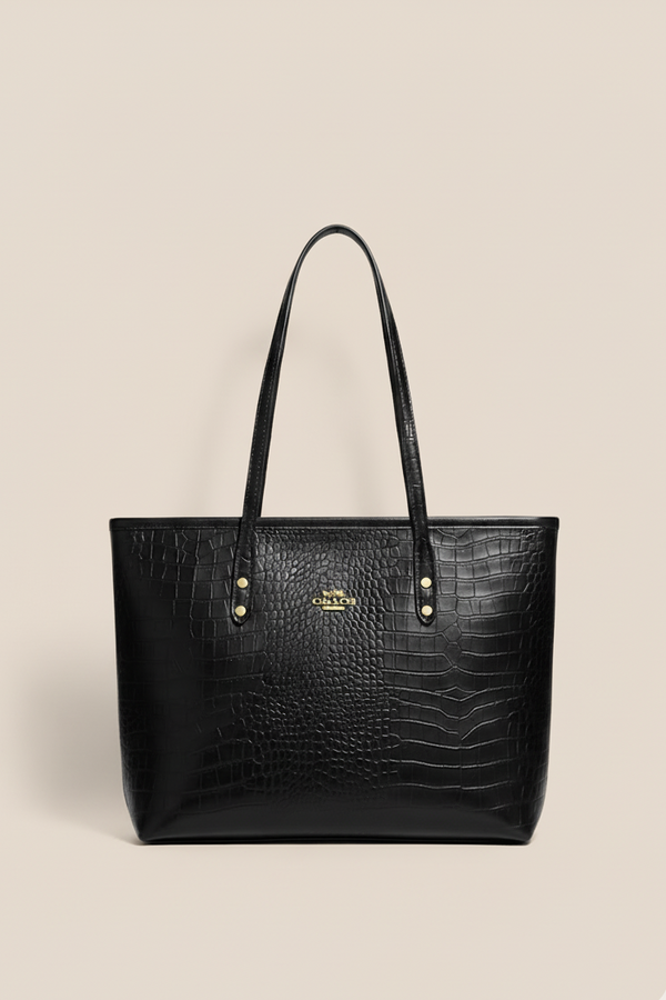 Black Croc Tote Bag