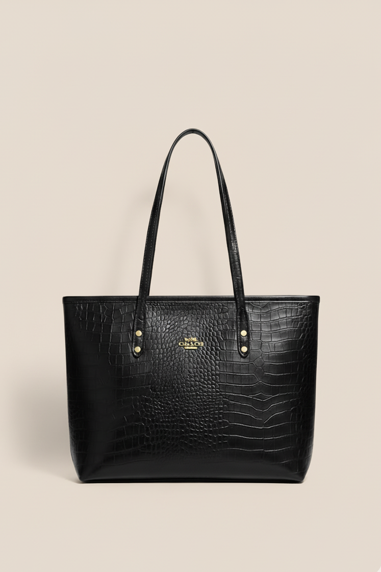 Black Croc Tote Bag